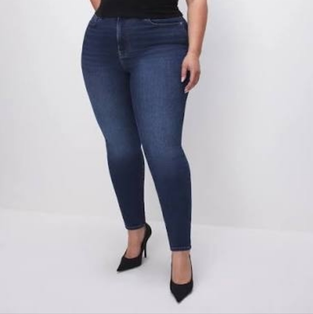Good American Women's Size 14-18 Always Fits Good Legs Skinny Dark Blue Jeans
